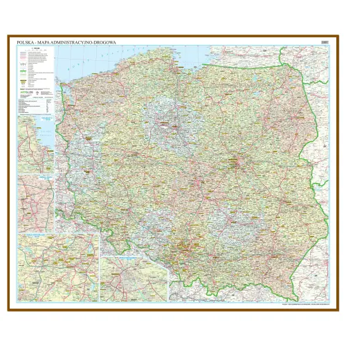 Polska mapa na ścianę adminstracyjno - drogowa 117x100 cm, 1:700 000, ArtGlob